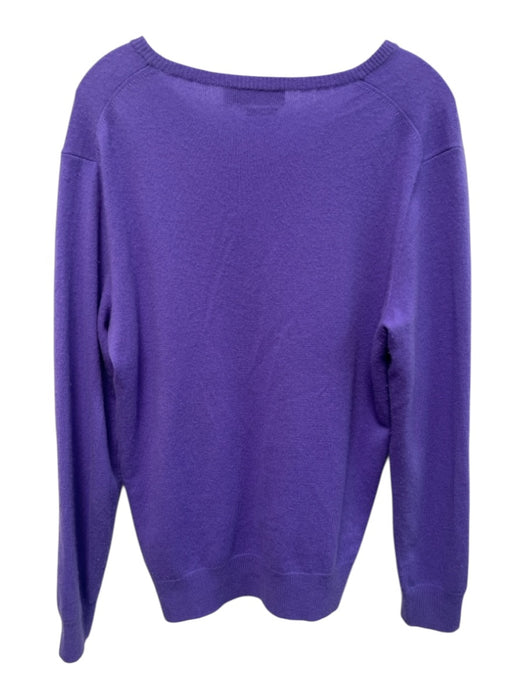 Polo Size M Purple Cashmere Solid V Neck Men's Sweater Purple / M