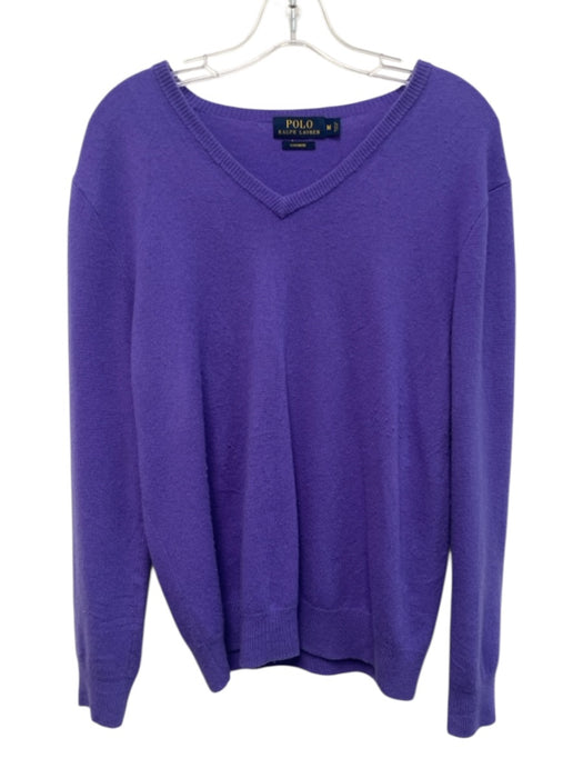 Polo Size M Purple Cashmere Solid V Neck Men's Sweater Purple / M