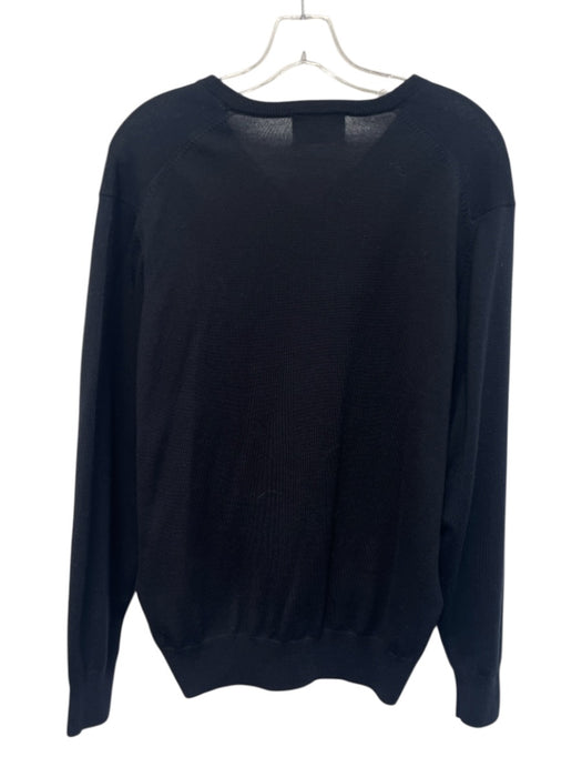 Alan Paine Size 44 Black Merino Wool Solid V Neck Men's Sweater Black / 44