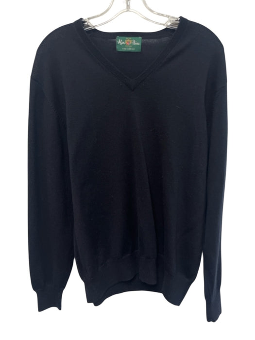 Alan Paine Size 44 Black Merino Wool Solid V Neck Men's Sweater Black / 44