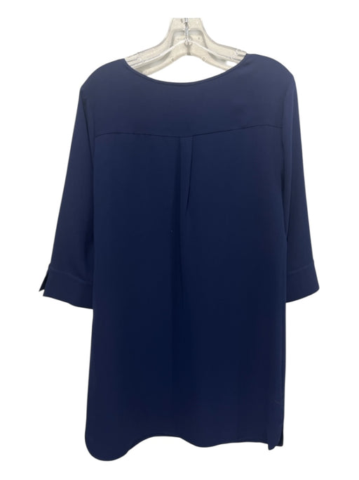 Diane Von Furstenberg Size 10 Navy Tracetate Long Sleeve Buttons Pockets Dress Navy / 10