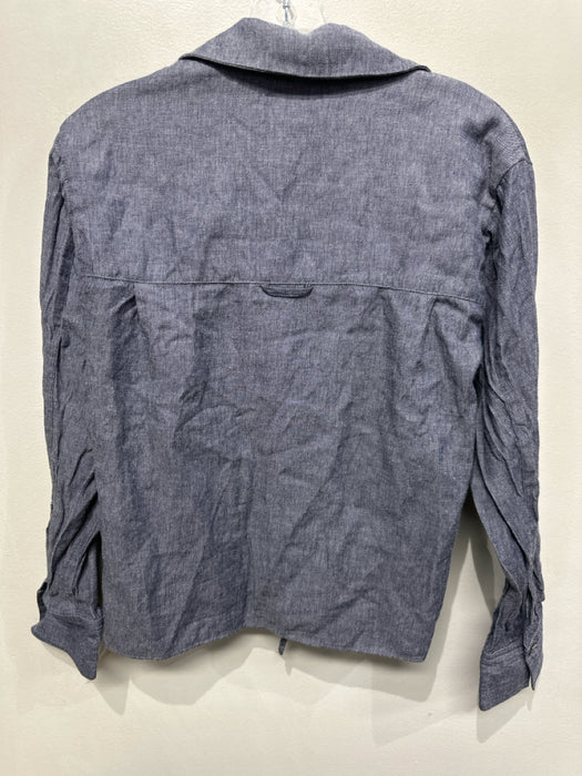 Vince Size S Chambray Blue Viscose Elastic Waist Straight Wide Wrap Top Pant Set