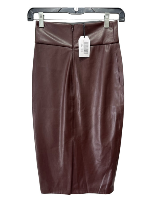 Enza Costa Size 0 Brown Faux Leather Midi Back Zip Skirt Brown / 0