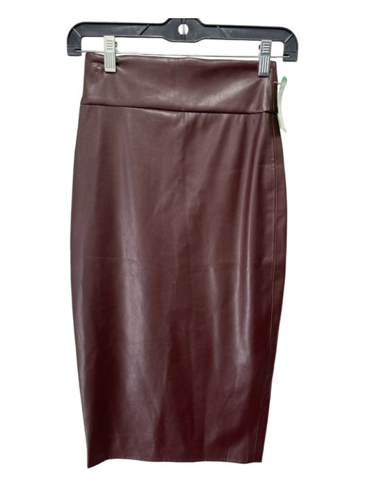 Enza Costa Size 0 Brown Faux Leather Midi Back Zip Skirt Brown / 0