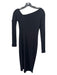 Enza Costa Size XS Black Poly Blend Rib Knit Abstract Long Sleeve Midi Dress Black / XS