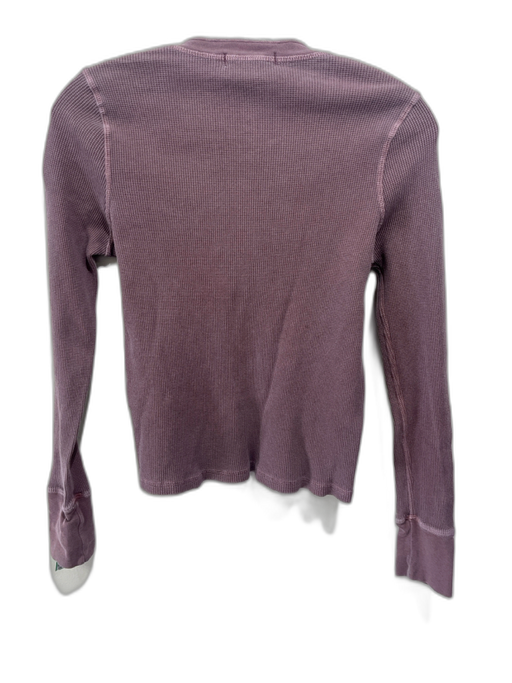 AMO Size S Mauve Purple Cotton 1/4 Button Henley Waffle Knit Long Sleeve Top Mauve Purple / S