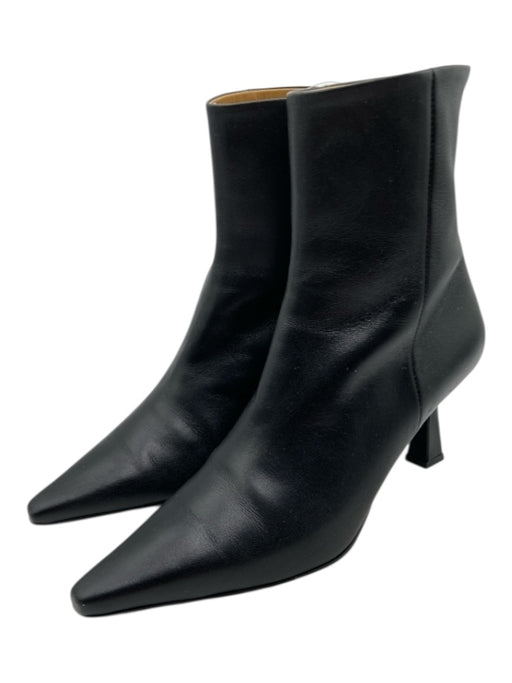 Reike Nen Shoe Size 36 Black Leather Pointed Toe Back Zip Midi Heel Booties Black / 36