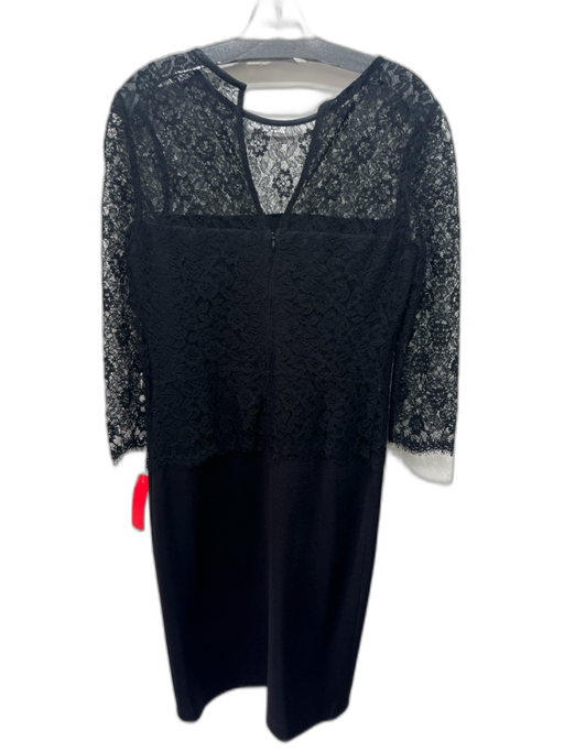 St John Size 4 Black Rayon Blend Long Sleeve Lace Knit Midi Dress Black / 4