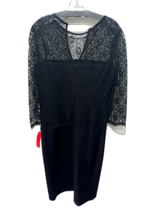 St John Size 4 Black Rayon Blend Long Sleeve Lace Knit Midi Dress Black / 4