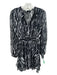 Zara Size Medium Black & White Long Sleeve Abstract Print V Neck Dress Black & White / Medium