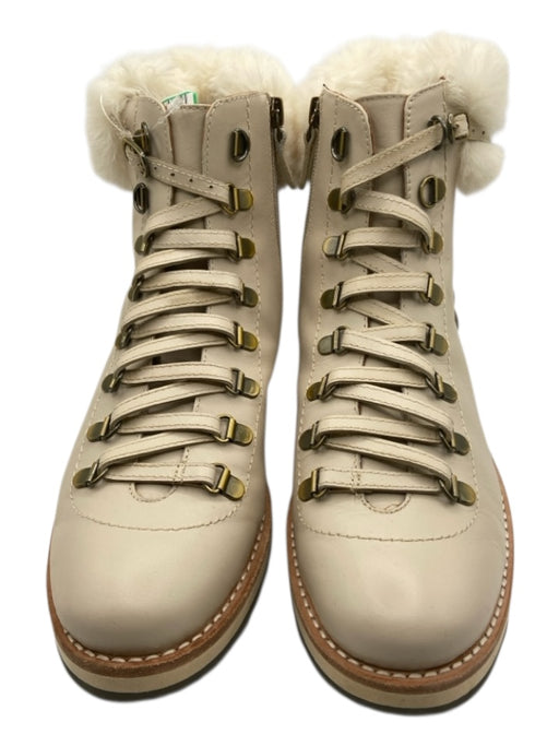 Kate Spade Shoe Size 8.5 Beige Leather Upper Faux Fur lace up Combat Boots Beige / 8.5