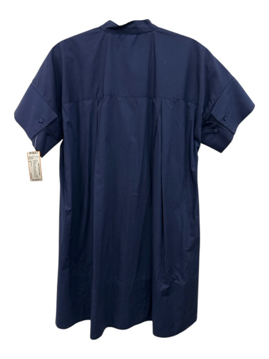 Julia Amory Size M Navy Blue Cotton Short Sleeve Button Up Flare Heel Dress Navy Blue / M