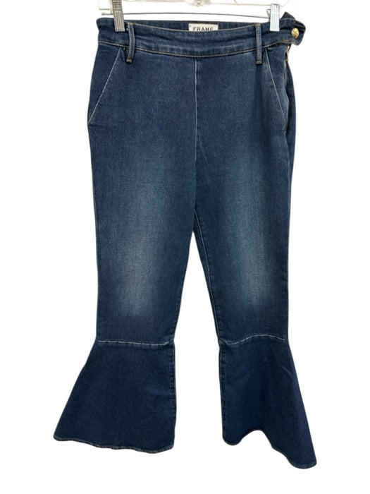 Frame Denim Size 28 Medium Wash Cotton Denim High Rise Side Zip Faded Jeans Medium Wash / 28