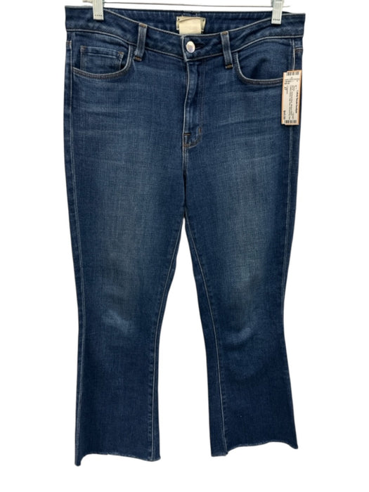 L'agence Size 27 Medium Wash Cotton Denim High Rise Whiskering Raw Hem Jeans Medium Wash / 27