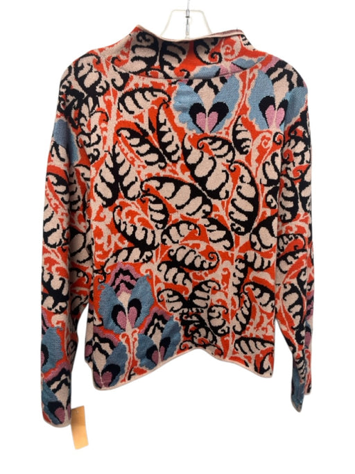 Maeve Size Small Orange, Blue, Black Viscose Blend Long Sleeve Floral Sweater Orange, Blue, Black / Small