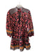 Alice + Olivia Size 10 Black, Pink, Multi Cotton Floral Puff Long Sleeve Dress Black, Pink, Multi / 10