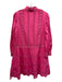 Alice + Olivia Size 10 Hot pink Cotton Lace Trim V Neck Long Sleeve Dress Hot pink / 10