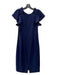 Badgley Mischka Size 10 Navy Blue Polyester V Neck Cap Sleeve Knee length Dress Navy Blue / 10