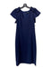 Badgley Mischka Size 10 Navy Blue Polyester V Neck Cap Sleeve Knee length Dress Navy Blue / 10