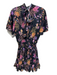 Misa Size M Black, Purple, Orange Polyester Neck Tie Floral Tiered Dress Black, Purple, Orange / M