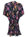 Misa Size M Black, Purple, Orange Polyester Neck Tie Floral Tiered Dress Black, Purple, Orange / M