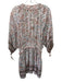 Poupette St. Barth Size L Pink, Gold, Multi Cotton Puff 1/2 Sleeve Mini Dress Pink, Gold, Multi / L