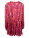 Misa Size L Pink & Orange Polyester Long puff sleeve Floral Print Mini Dress Pink & Orange / L