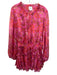 Misa Size L Pink & Orange Polyester Long puff sleeve Floral Print Mini Dress Pink & Orange / L