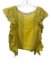 Koch Size L/M Yellow & Gold Cotton Sleeveless Metallic Stripe Ruffles Skirt Set Yellow & Gold / L/M