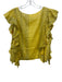 Koch Size L/M Yellow & Gold Cotton Sleeveless Metallic Stripe Ruffles Skirt Set Yellow & Gold / L/M