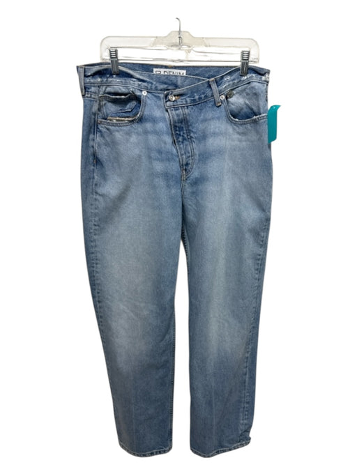 EB Denim Size 32 Light Wash Cotton asymmetric waist Button Fly Wide Leg Jeans Light Wash / 32