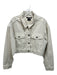 Ksubi Size Large Cream Cotton Denim Silver Buttons Patch Pockets Crop Jacket Cream / Large