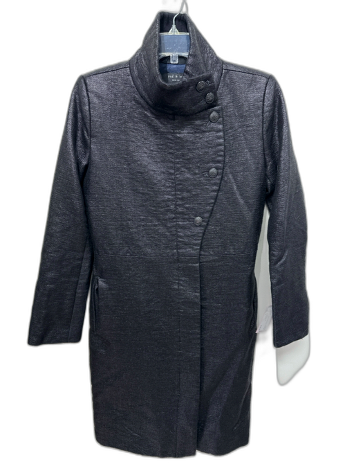 Rag & Bone Size 4 Black Tweed Button Down Knee length Coat Black / 4