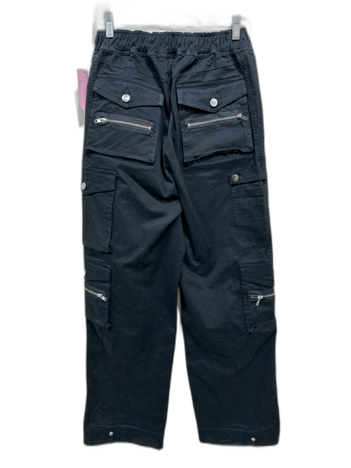 EB Denim Size M Black Cotton Blend Cargo Elastic Back Wide Leg Pants Black / M