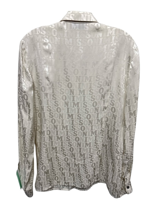Missoni Size 44 / M Cream jaquard all over logo Long Sleeve Button Down Top Cream / 44 / M