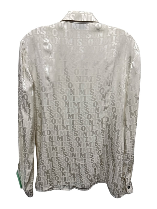 Missoni Size 44 / M Cream jaquard all over logo Long Sleeve Button Down Top Cream / 44 / M