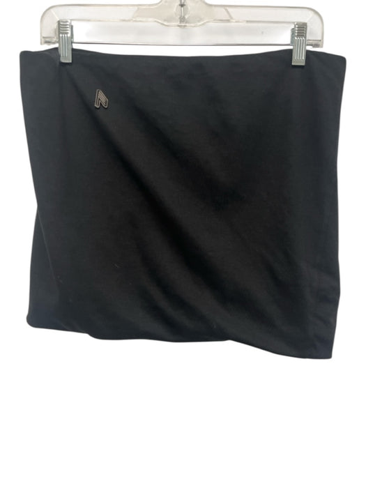 The Attico Size Large Black Cotton Strapless Bubble Hem Logo Top Black / Large
