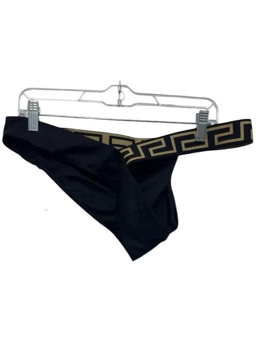 Versace Size 3 Gold & Black One Shoulder Greek Key Top Only swimwear Gold & Black / 3