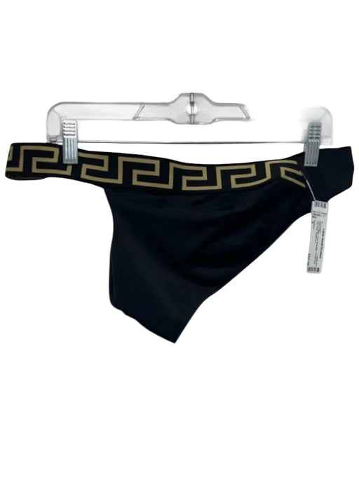 Versace Size 3 Gold & Black One Shoulder Greek Key Top Only swimwear Gold & Black / 3