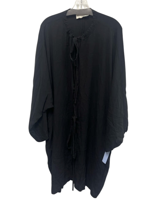 Balenciaga Size 38 Black Silk Long Sleeve Tie Neck Pockets Wrap Dress Dress Black / 38