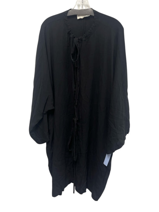 Balenciaga Size 38 Black Silk Long Sleeve Tie Neck Pockets Wrap Dress Dress Black / 38