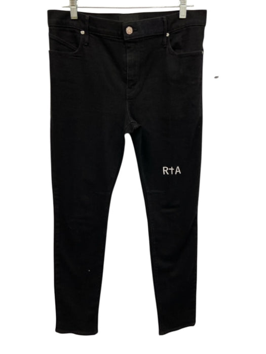 RTA Size 38 Black Cotton Denim Logo Darted Jeans Black / 38