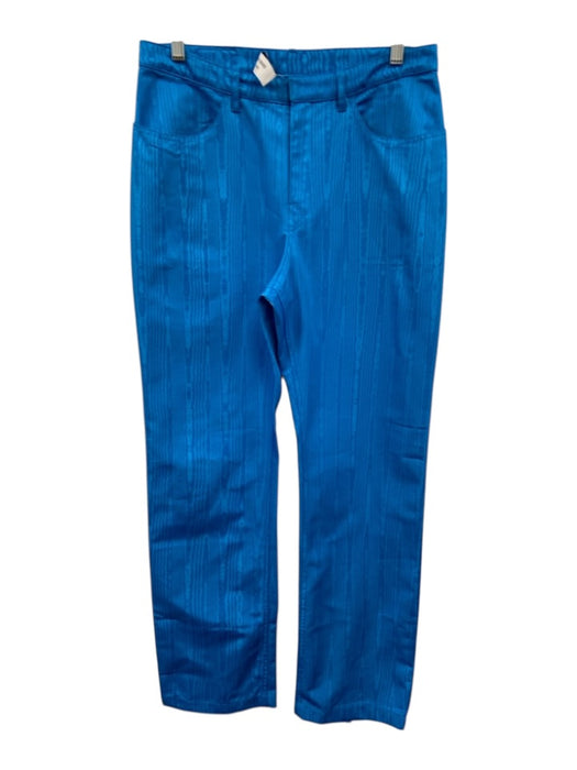 Marine Serre Size Large Metallic Blue Polyester Blend High Rise Wood Grain Pants Metallic Blue / Large