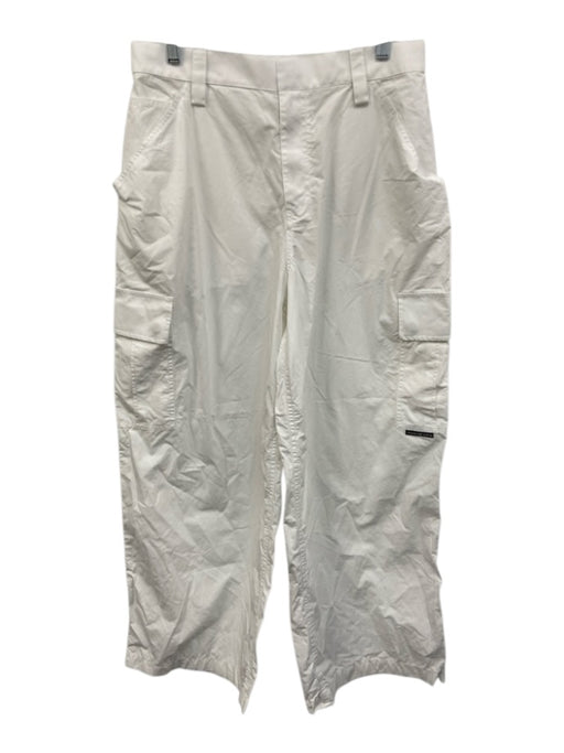Alexander Wang .T Size 10 White Cotton High Rise Cargo Pockets Logo Pants White / 10