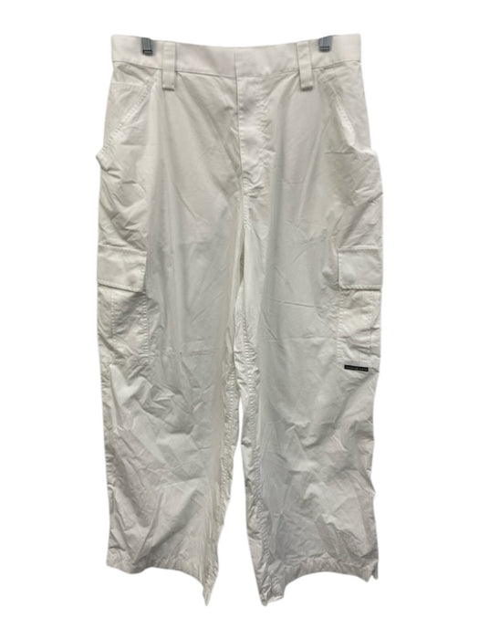 Alexander Wang .T Size 10 White Cotton High Rise Cargo Pockets Logo Pants White / 10