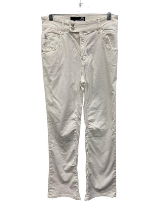 Love Moschino Size 29 White Cotton Blend Mid Rise Flare Pockets Pants White / 29