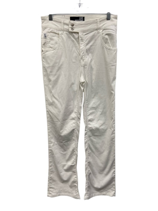 Love Moschino Size 29 White Cotton Blend Mid Rise Flare Pockets Pants White / 29
