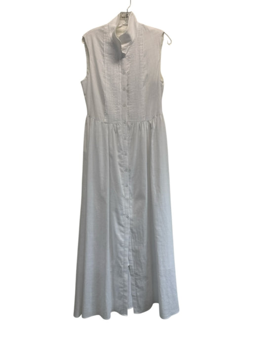 Modesees Size Small White Linen Blend Button Down Sleeveless Midi Dress White / Small