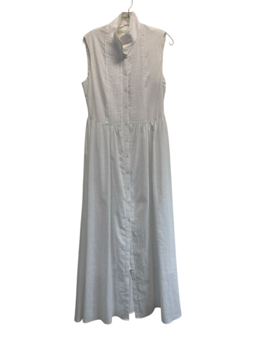 Modesees Size Small White Linen Blend Button Down Sleeveless Midi Dress White / Small