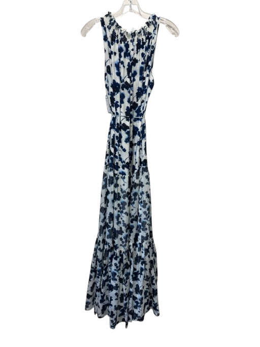 Elizabeth & James Size S Blue & White Silk Sleeveless Maxi Printed Dress Blue & White / S